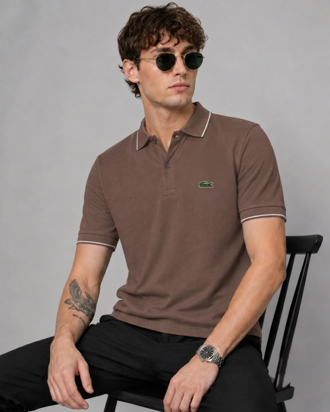 Crocodile Contrast Collar Polo