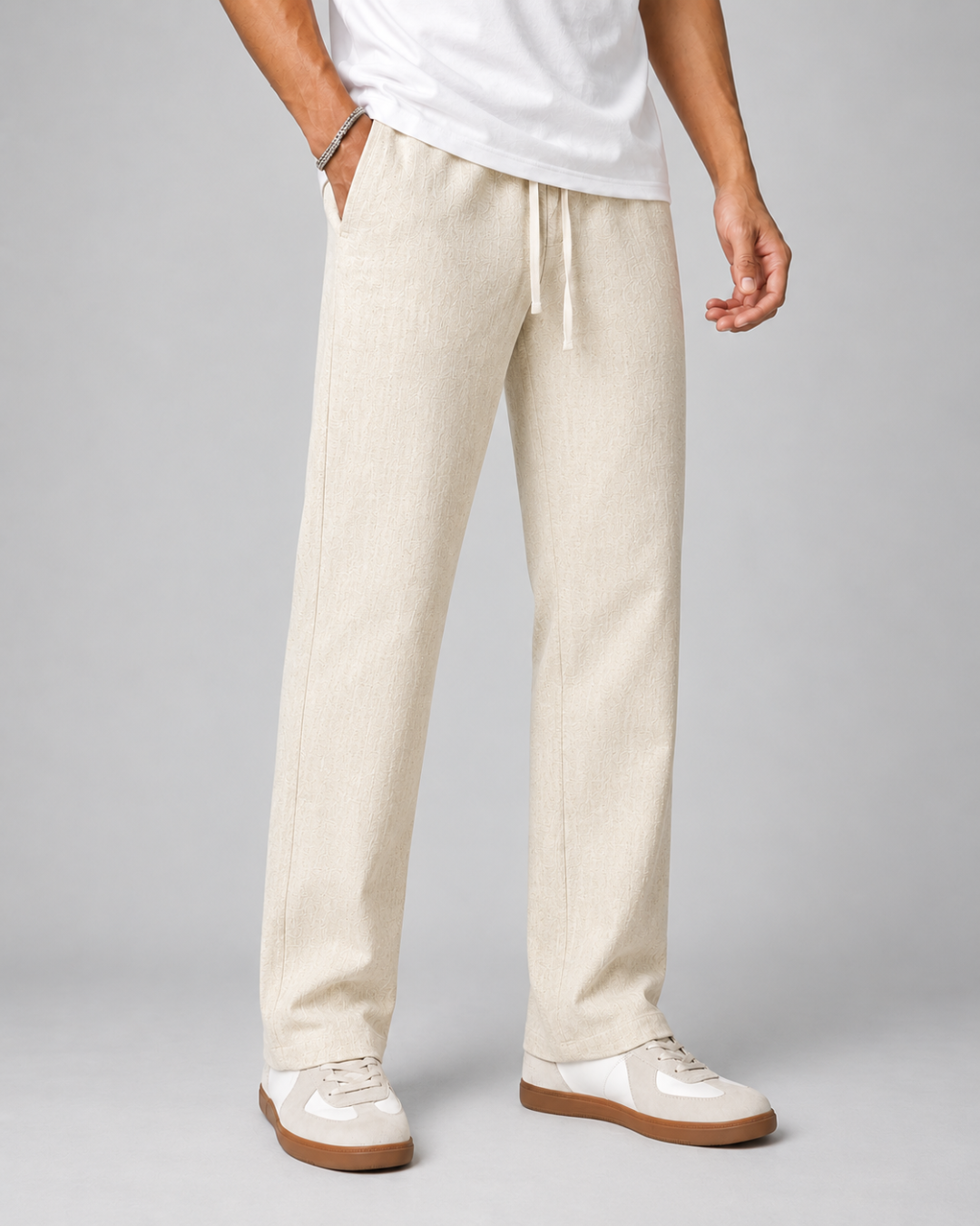 Linen Lycra Straight Fit Pants