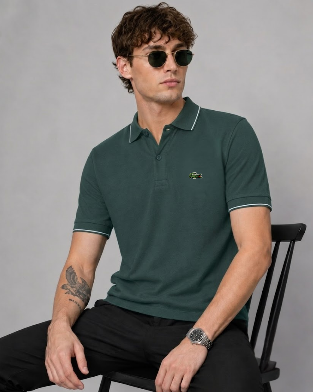 Crocodile Contrast Collar Polo